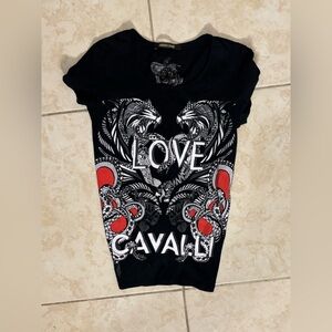 Roberto Cavalli Black and Red Graphic Tee